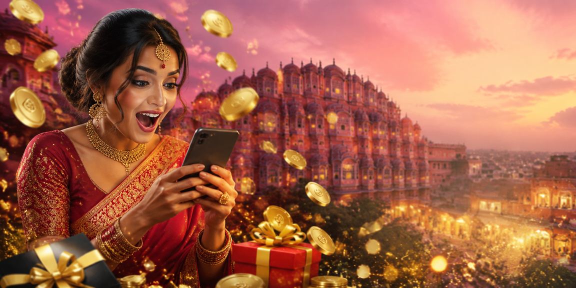 Mobile casino gaming in Jaipur with culturally inspired backdrop